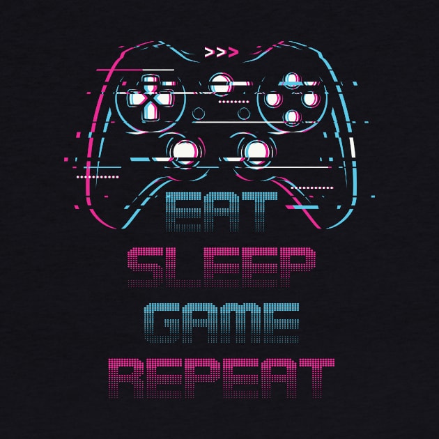 Eat Sleep Game Repeat | Online Gamer T-Shirt | Respawn by MerchMadness